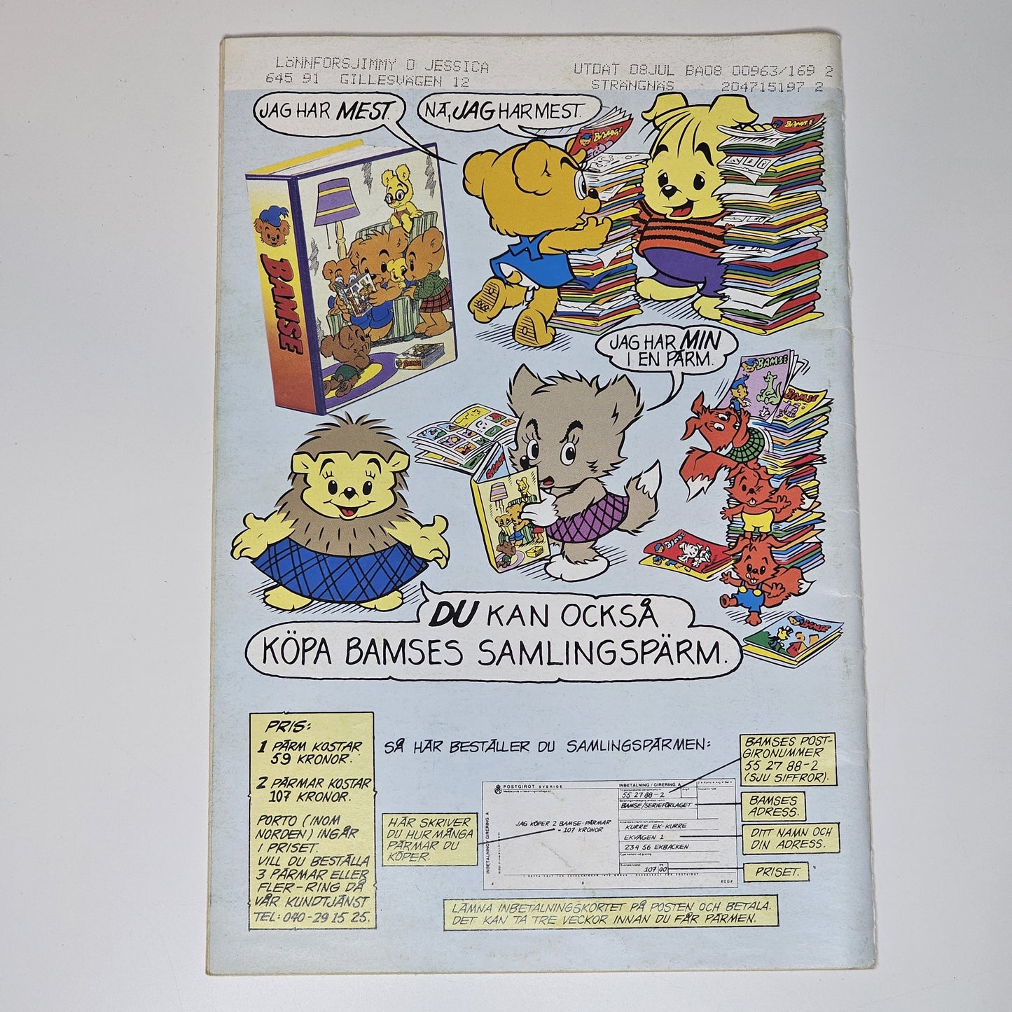 Bamse Nr 8 1994 #FN# + Affisch