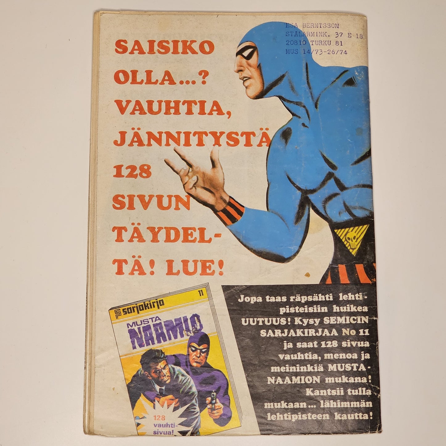 Musta Naamio Nr 6 1974 (Finsk) #VG#