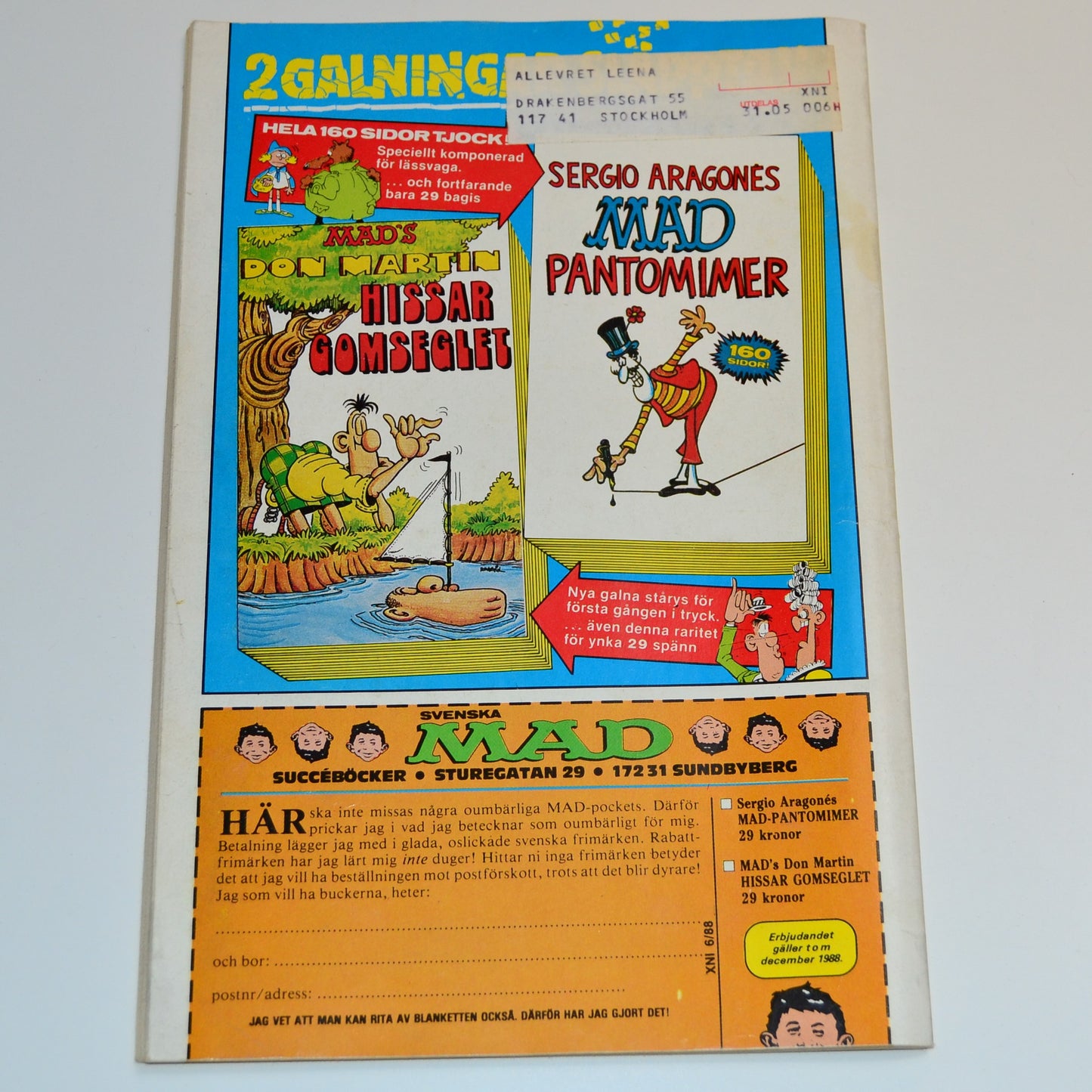 Agent X9 Nr 6 1988 #VG#