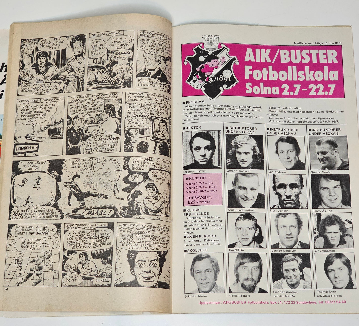 Buster Nr 8 1978 #FN# + Bilaga (Busters Idrottsskolor)