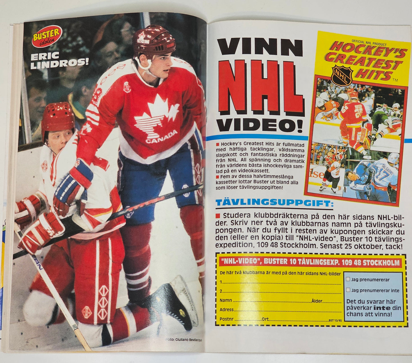 Buster Nr 10 1992 #FN# + Affisch (Eric Lindros)