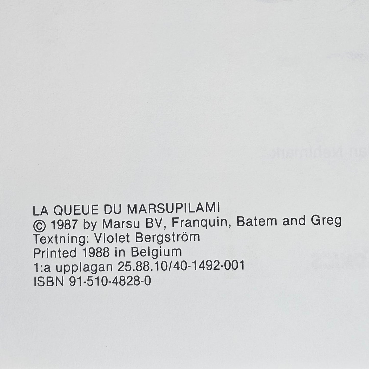 Marsupilamis Äventyr 1 - Jakten På Marsupilami 1988 #VF# **1:a Upplagan**