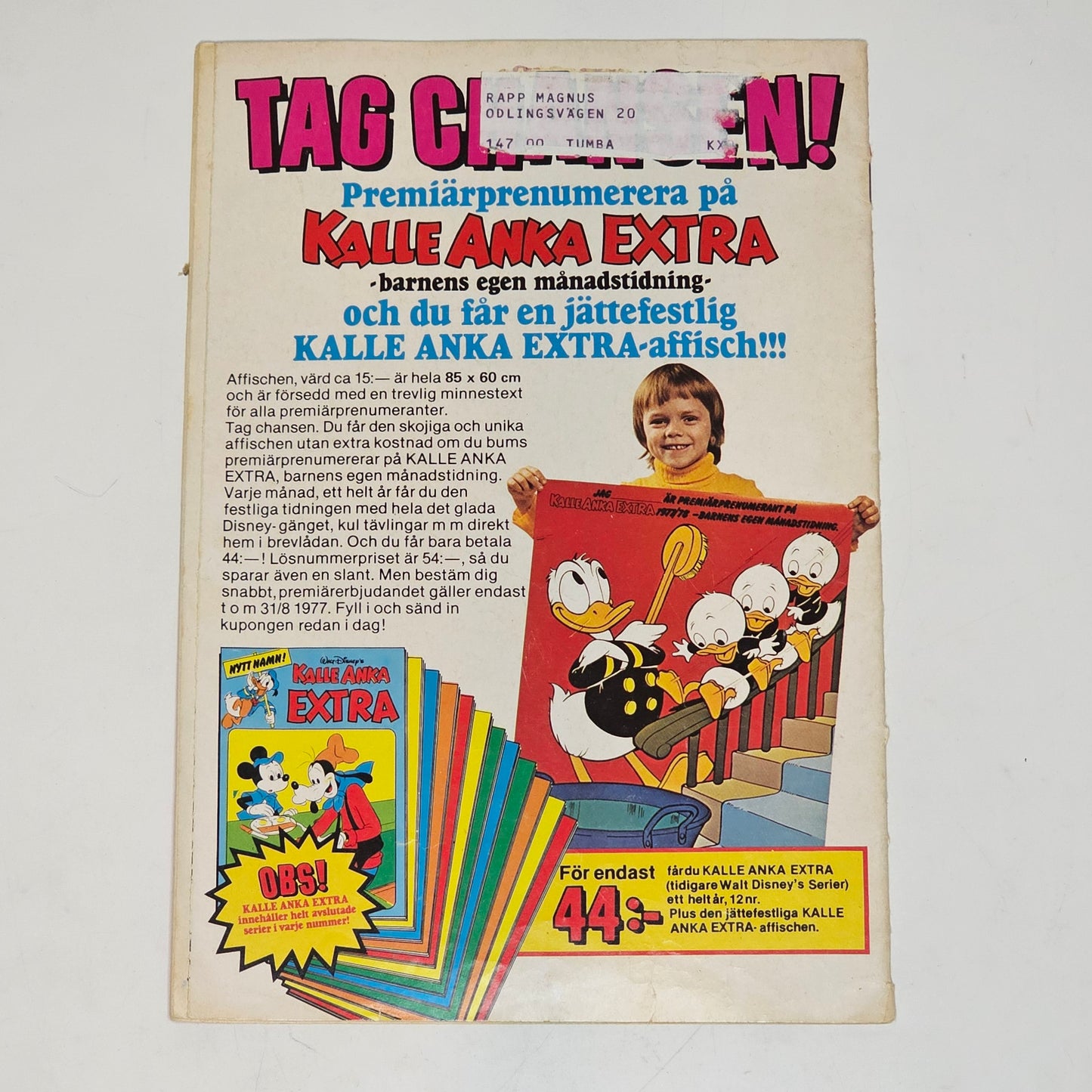 Kalle Anka Extra Nr 2 1977 #VG#