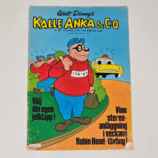 Kalle Anka & Co Nr 47 1974 #VG# + Prenumerationsbilaga