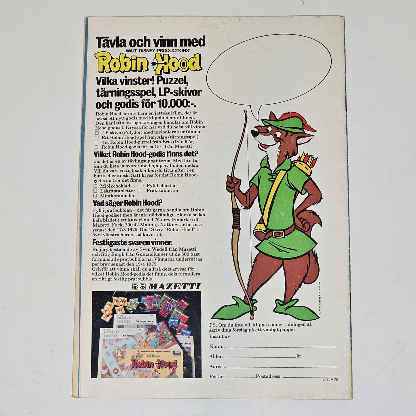 Kalle Anka & Co Nr 9 1975 #VG#