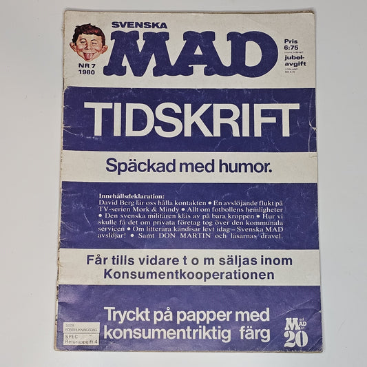 Mad Nr 7 1980 #VG# + Bilaga